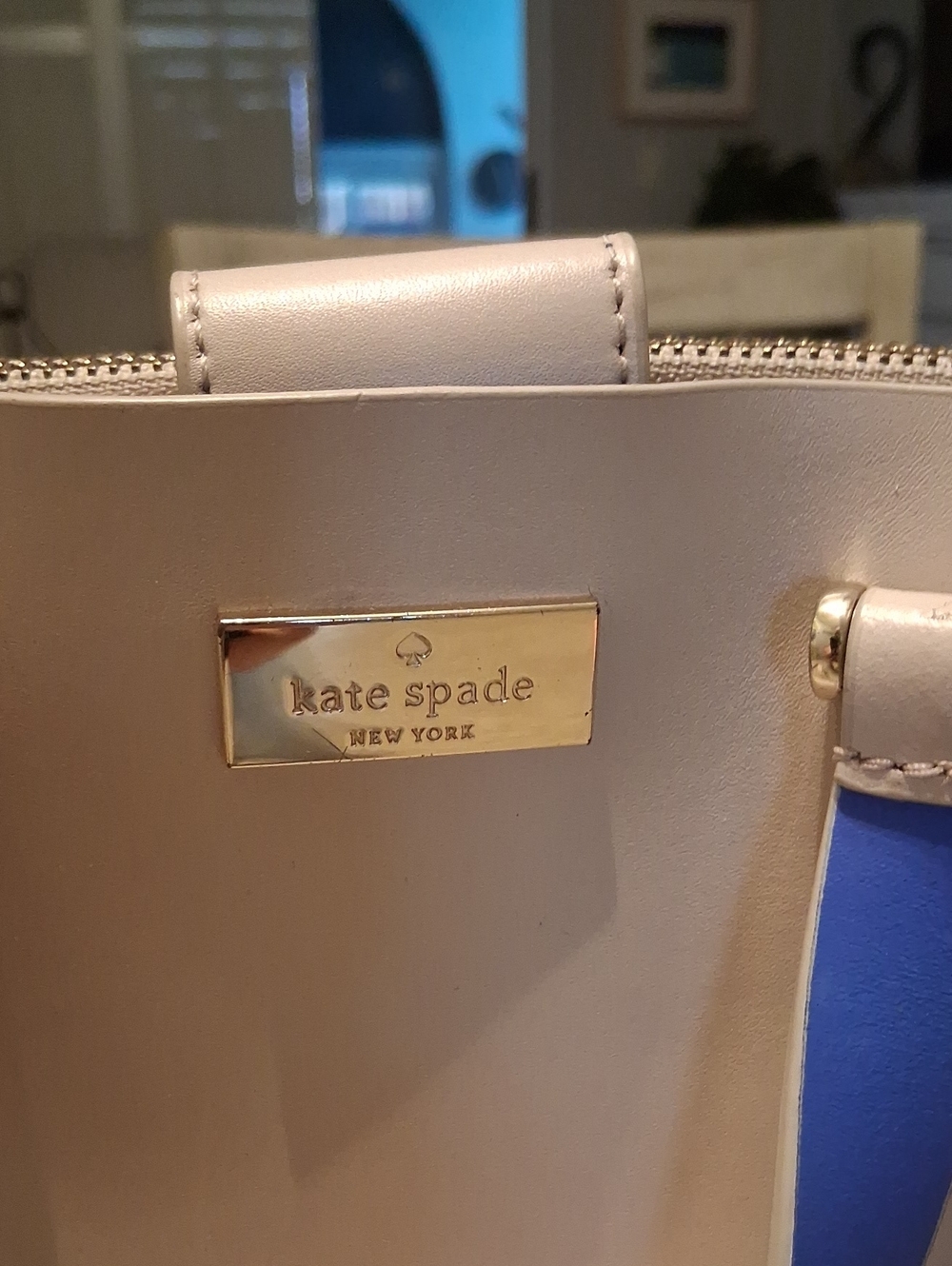 kate spade Cream & Blue Trim Purse.  NO BUNDLE DISCOUNT. FIRM PRICE - Picture 6 of 12
